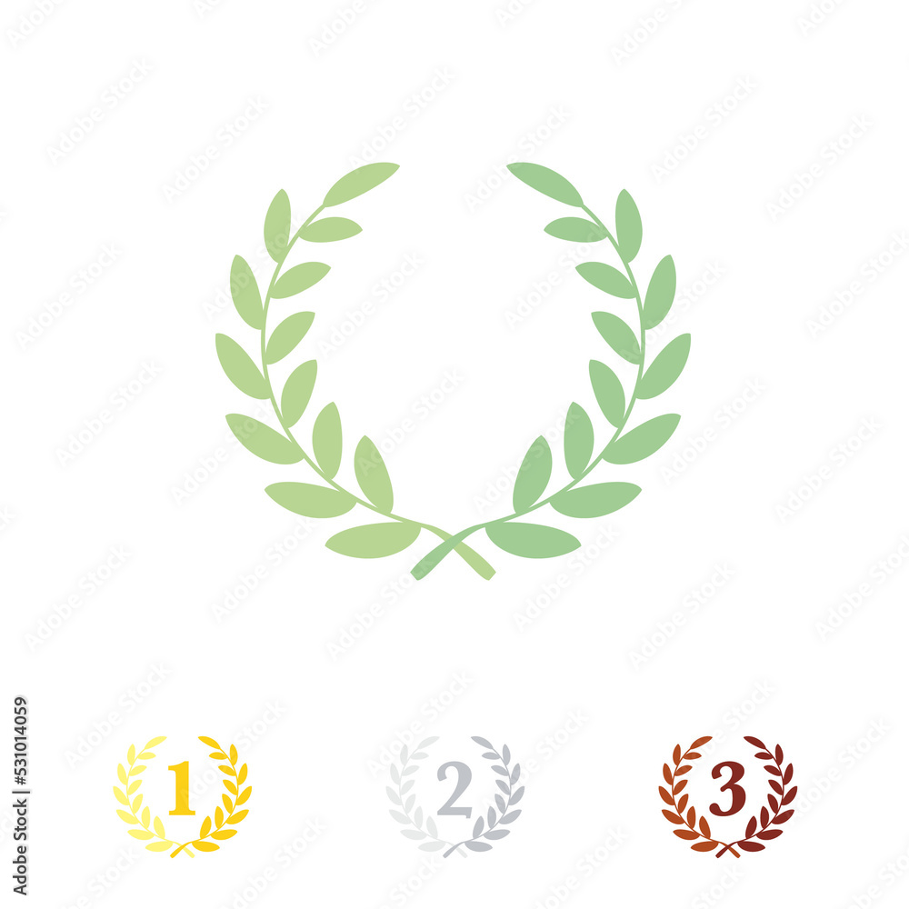 Laurel wreath illustration, ranking icon set Laurel wreath illustration, ranking icon set