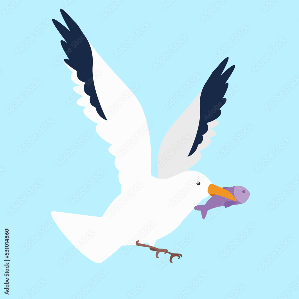 Fototapeta premium Seagull with a fish in its beak