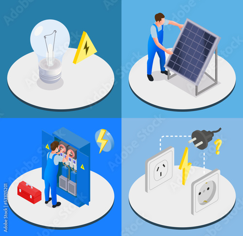 Electrician Isometric 2x2 Design Concept