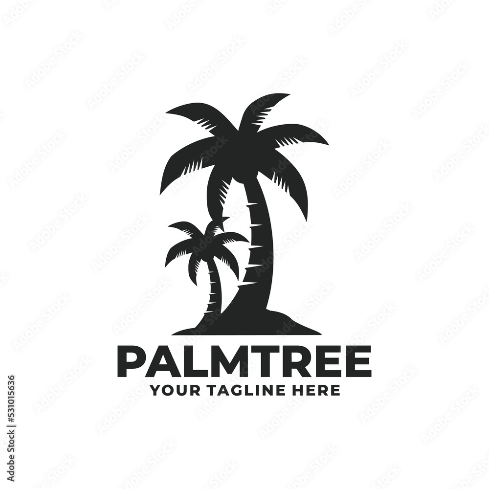 Palm tree simple flat logo. Coconut tree logo