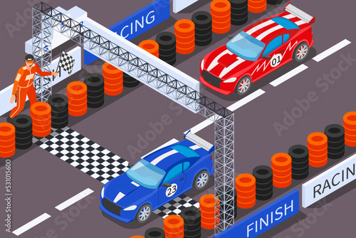 Racing Cars Finish Composition