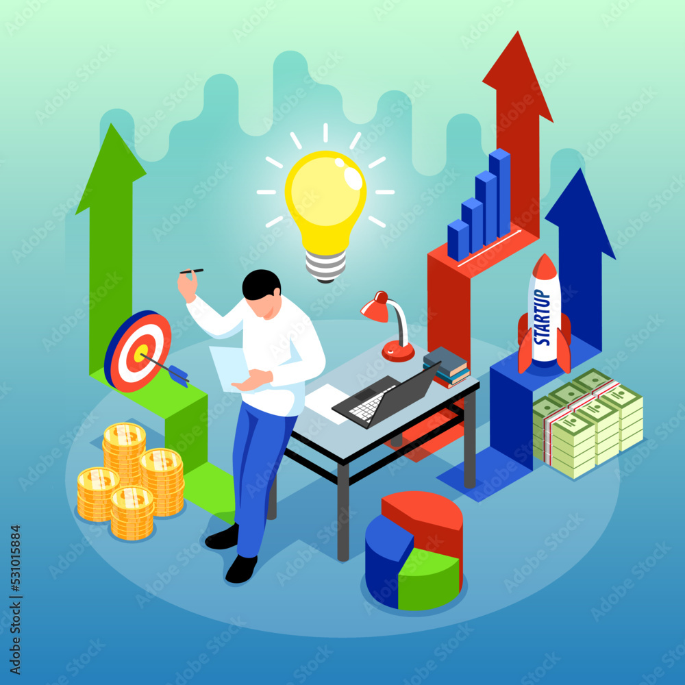 Isometric Business Growth Concept Isometric Business Growth Concept