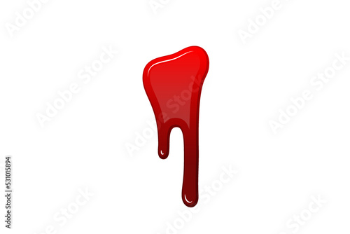 Blood drip 3d. Halloween bloodstain isolated white background. Splatter stain. Horror drop flow. Red scare ink. Blot texture. Colorful splash. Stream bleeding. Flowing liquid Vector illustration
