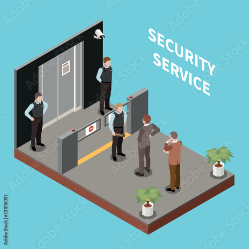 Security Check Isometric Composition