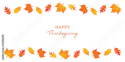 happy thanks giving autumn leaves on white background