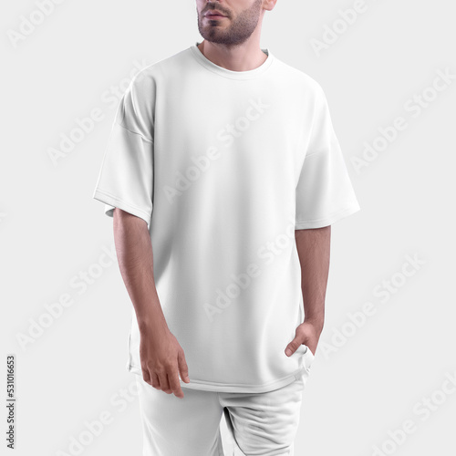 Isolated Mockup of a white oversized t-shirt on a man