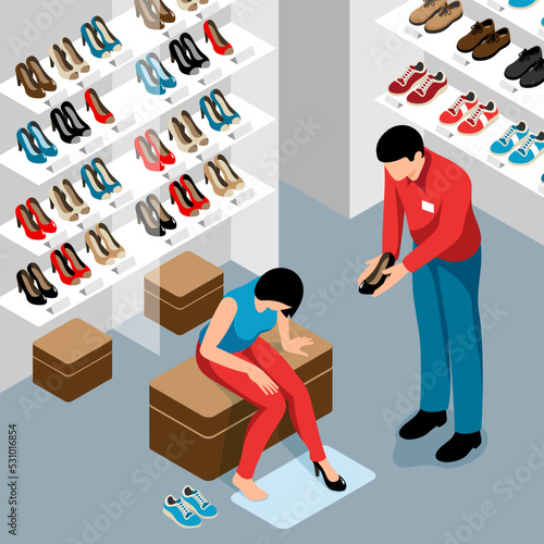 Isometric Shoe Store Concept