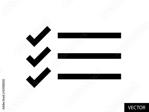 Checklist, To do list, Tasks, Feed, Playlist concept vector icon in line style design for website design, app, UI, isolated on white background. Editable stroke. Vector illustration.