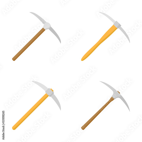 Set of Pickaxe isolated on white background