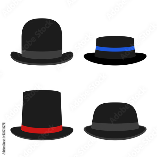 Set of Hat isolated on white background