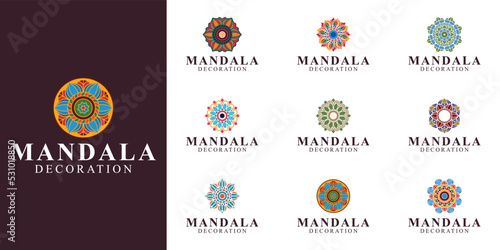 mandala logo design collection, asian flower, ornament, icon decoration for beauty salons, decorations, boutiques, spas, yoga, cosmetic and skin care products