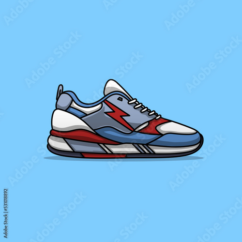 Blue white red shoes sneakers vector