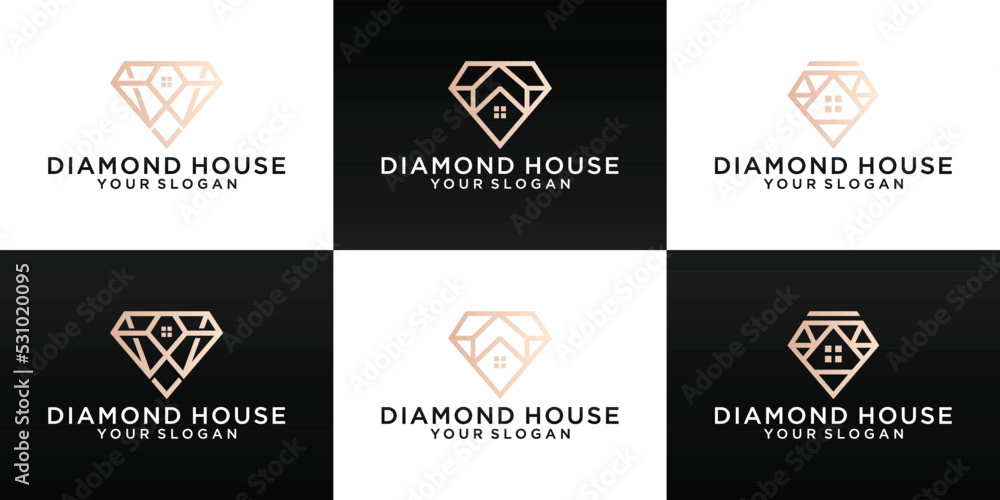 collection of diamond buildings, gem houses, diamond houses
