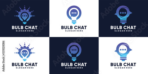 Vector collection of creative Bulb chat logo designs Consult Bulb logo templates.
