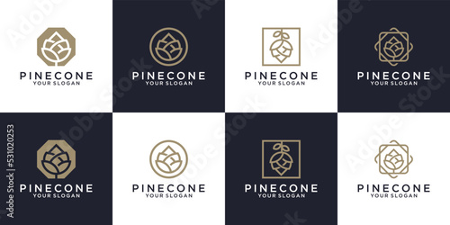collection of pine cones arranged. Simple set of pine cone vector icons