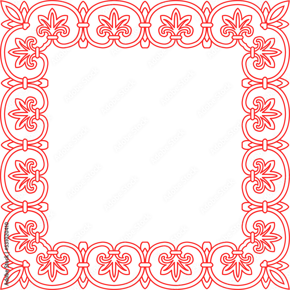 Traditional Chinese tracery red retro pattern decoration square frame Traditional Chinese tracery red retro pattern decoration square frame