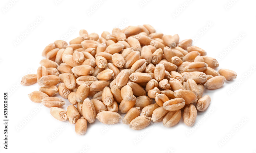 Pile of wheat grains on white background Pile of wheat grains on white background