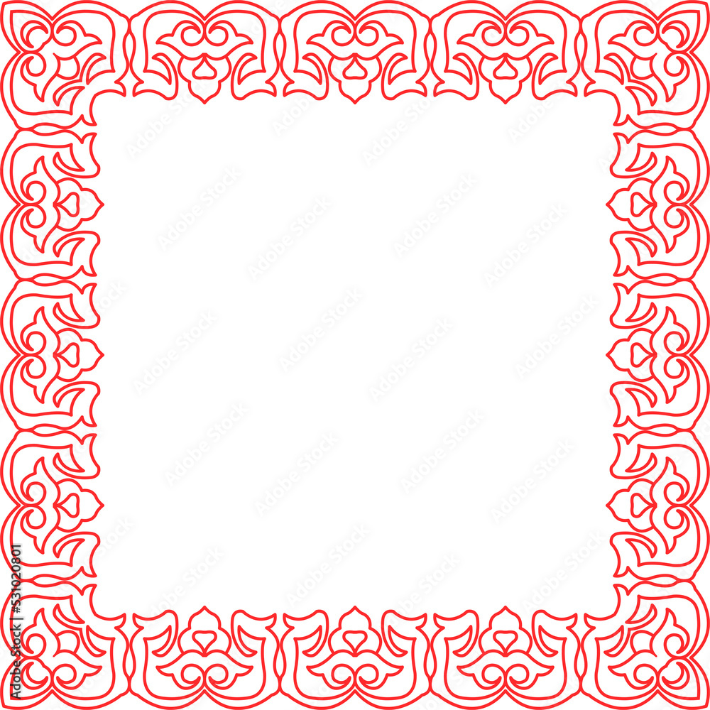 Traditional Chinese tracery red retro pattern decoration square frame Traditional Chinese tracery red retro pattern decoration square frame