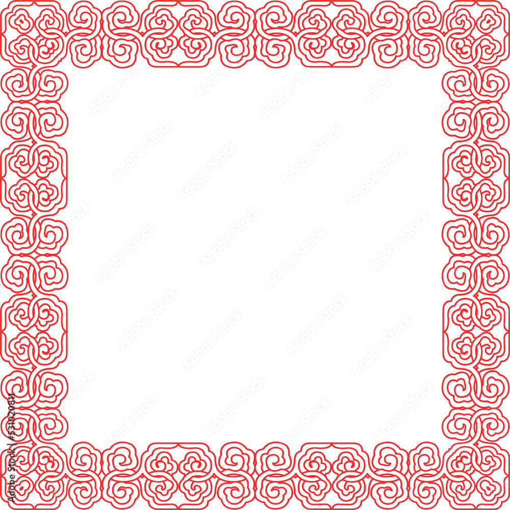 Traditional Chinese tracery red retro pattern decoration square frame Traditional Chinese tracery red retro pattern decoration square frame