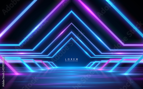 Abstract neon light lines background