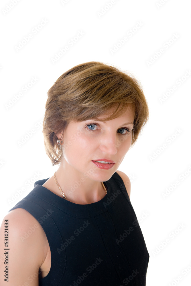 portrait of a woman on a white background portrait of a woman on a white background