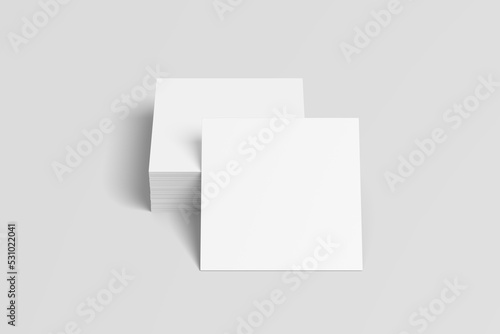 Blank square business card mockup on the stack