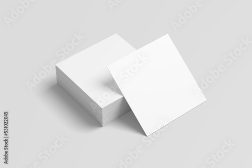 Blank square business card mockup on the stack