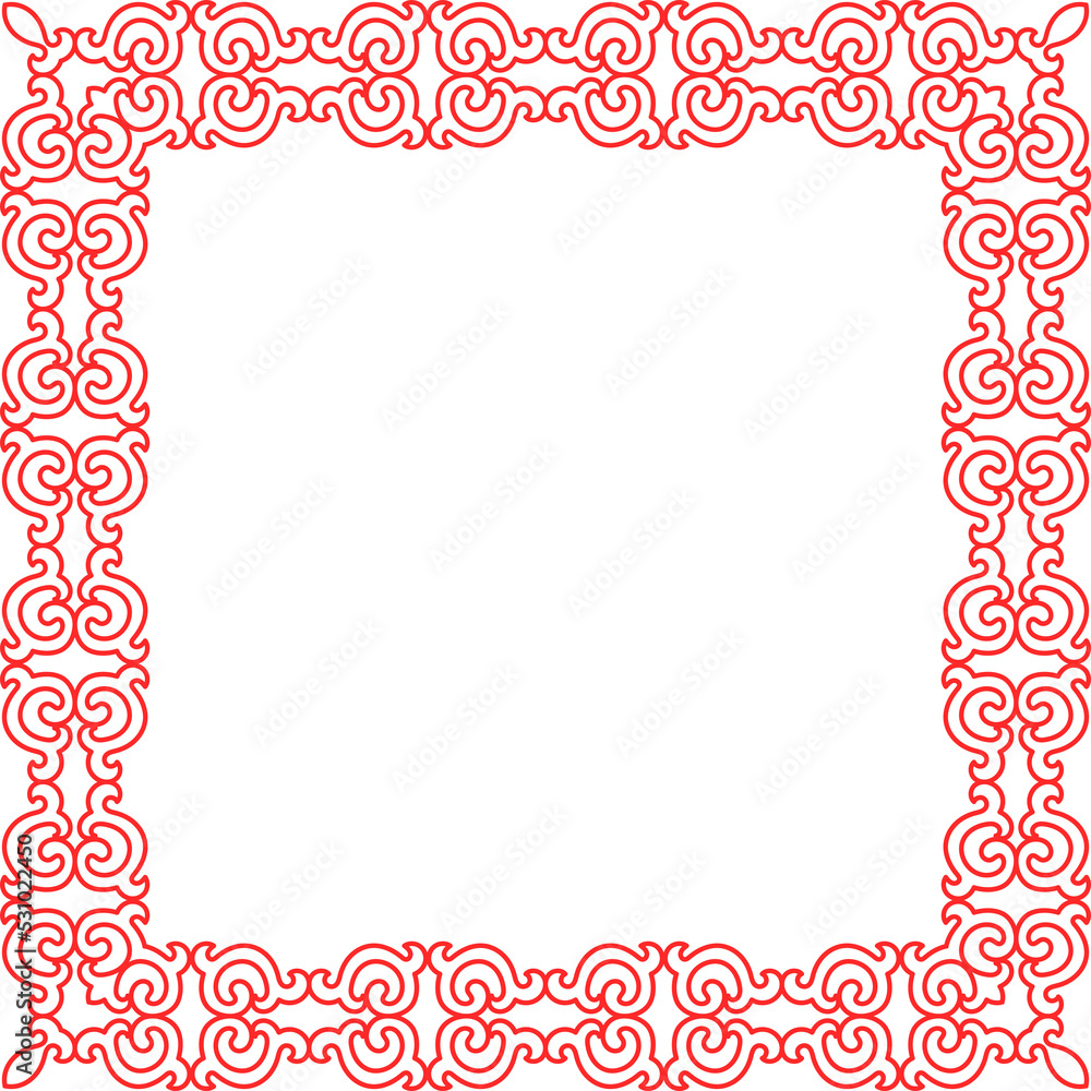 Traditional Chinese tracery red retro pattern decoration square frame