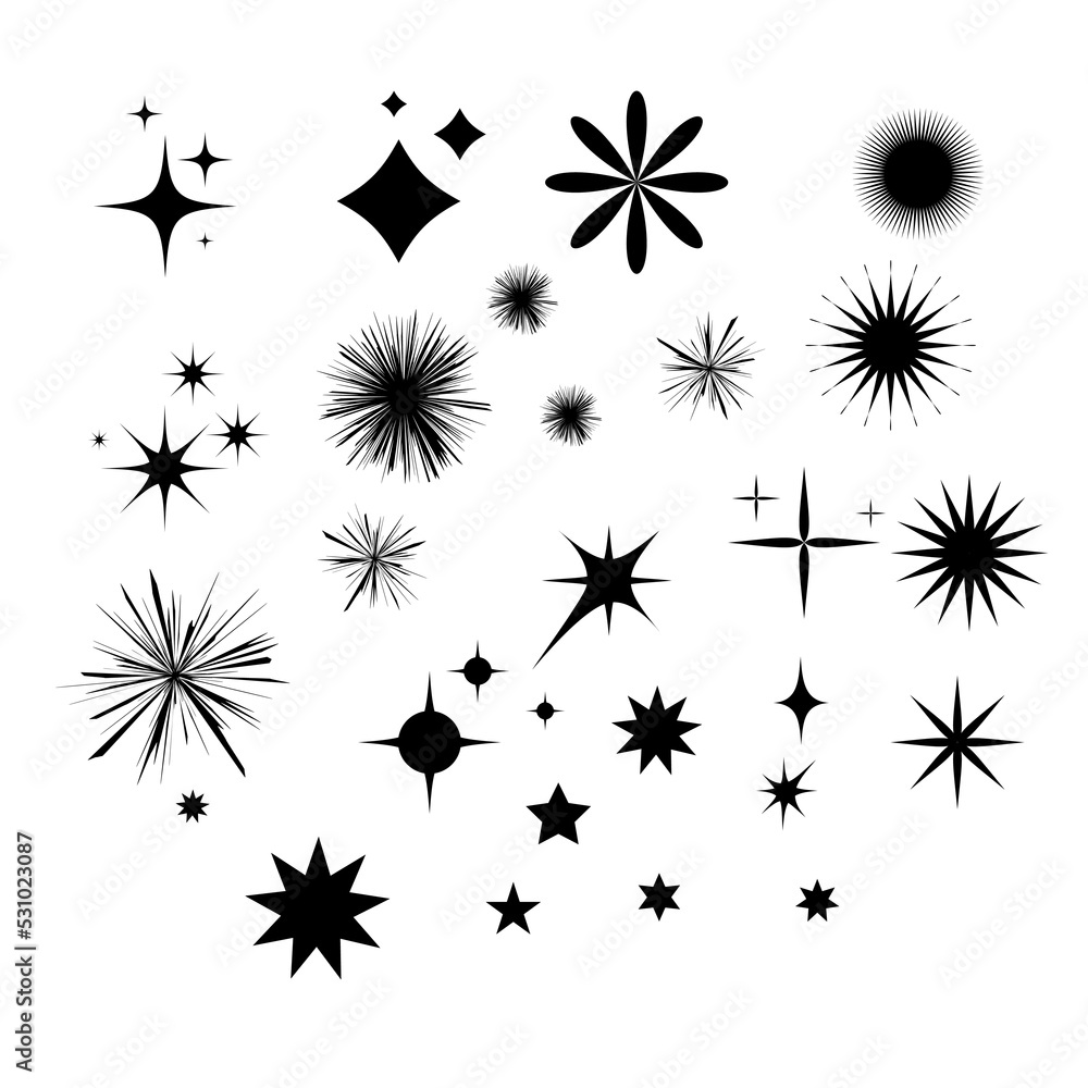 Sparkle Raster sparkle vector set, star vector set Stock Vector | Adobe Stock