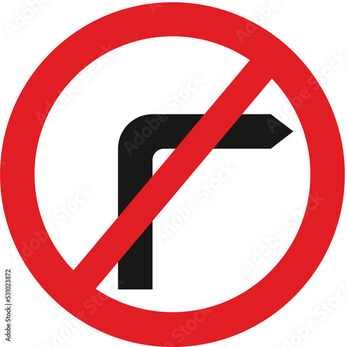 No right turn, The Highway Code Traffic Sign, Signs giving orders, Signs with red circles are mostly prohibitive. Plates below signs qualify their message.