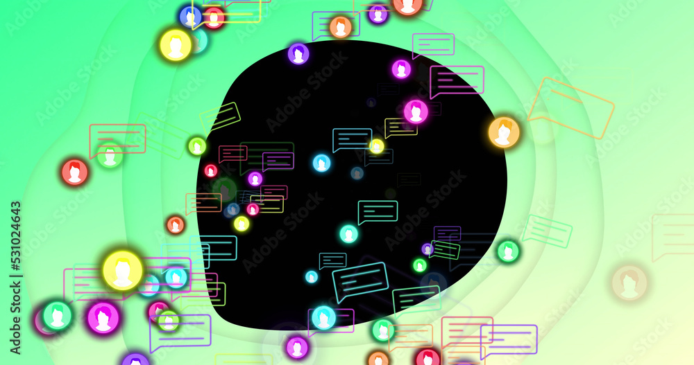 Fototapeta premium Image of media icons over shapes