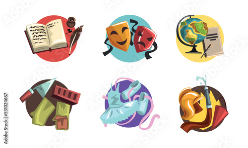Profession Attributes Composition with Handy Tools and Instrument Vector Set