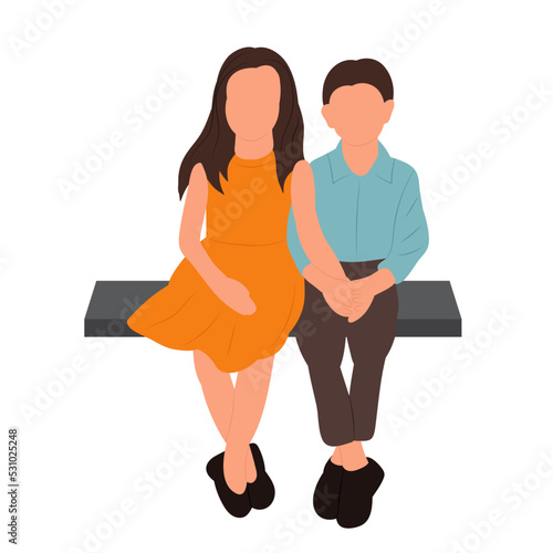 children sit on white background, isolated vector