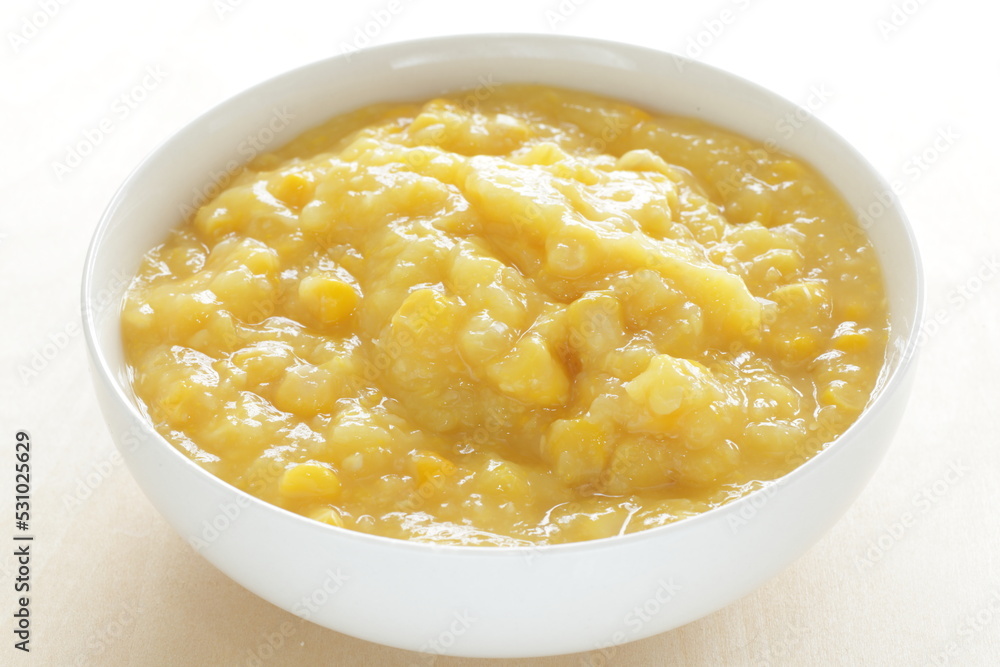 Summer food ingredient, cream corn for Chinese soup cooking Summer food ingredient, cream corn for Chinese soup cooking