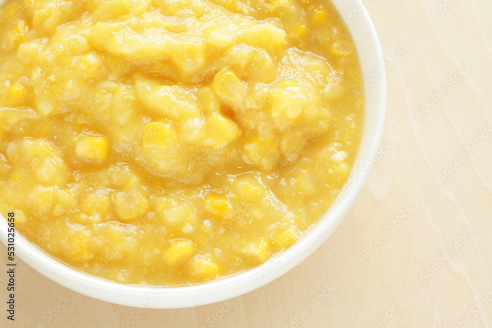 Summer food ingredient, cream corn for Chinese soup cooking Summer food ingredient, cream corn for Chinese soup cooking