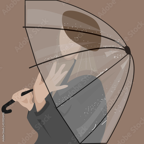 A girl with an umbrella in the rain