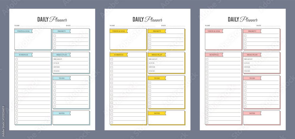 Daily Planner Template Set Printable Daily Planner Design Minimalist Daily Planner Template Set Printable Daily Planner Design Minimalist