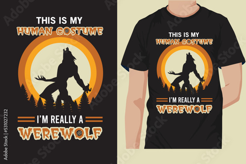 Werewolf T-shirt design for Halloween