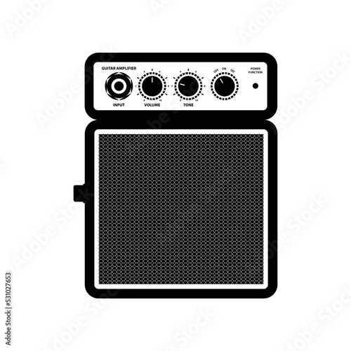Guitar Amplifier Silhouette. Black and White Icon Design Elements on Isolated White Background