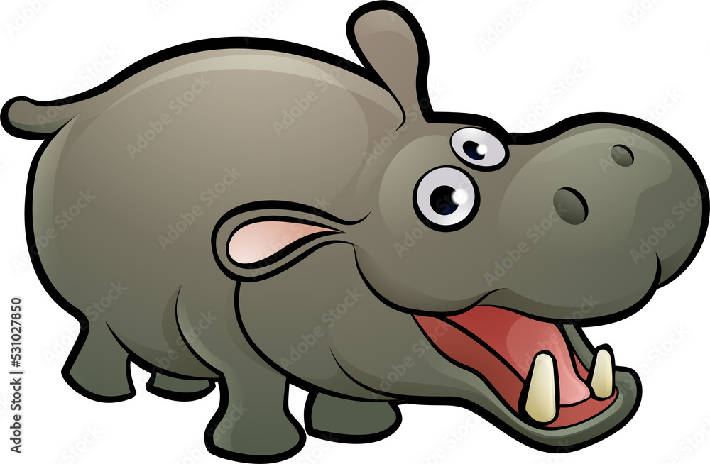 Fototapeta premium Hippo Safari Animals Cartoon Character