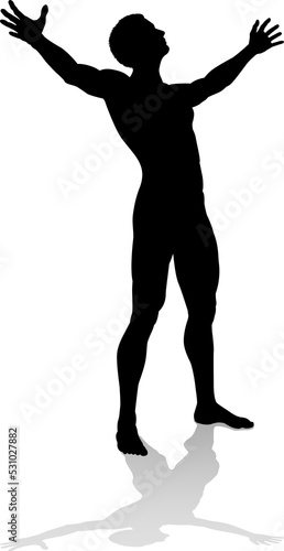 Man Arms Raised Person Silhouette