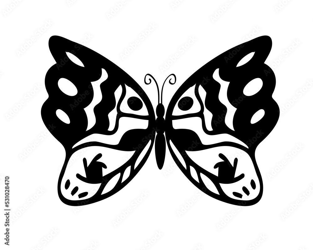 Black butterfly decorative illustration, PNG with transparent background