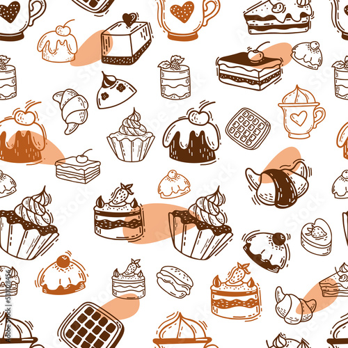 Linear seamless pattern with sweets