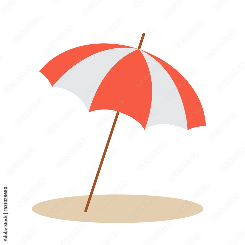 beach umbrella isolated on white background in flat style.	Vector illustration EPS 10