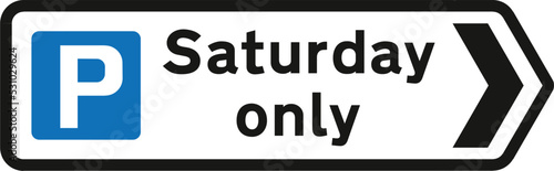 Direction to a car park, The Highway Code Traffic Sign, Signs giving orders, Signs with red circles are mostly prohibitive. Plates below signs qualify their message.