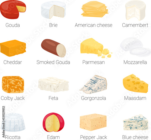 Cheese Flat Icon Set