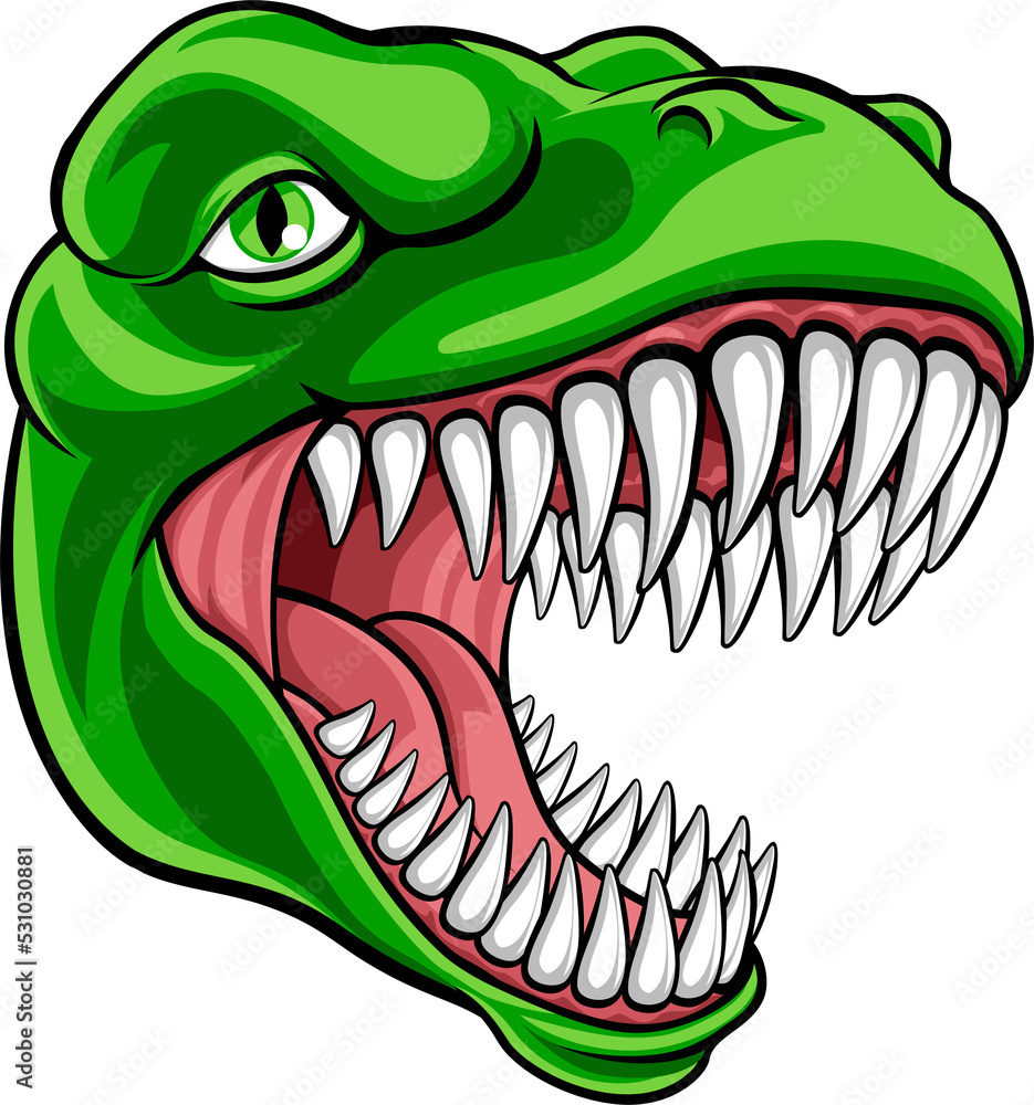 Evil Raptor Cartoon Dinosaur T Rex or Raptor Cartoon Mascot Stock Illustration | Adobe Stock
