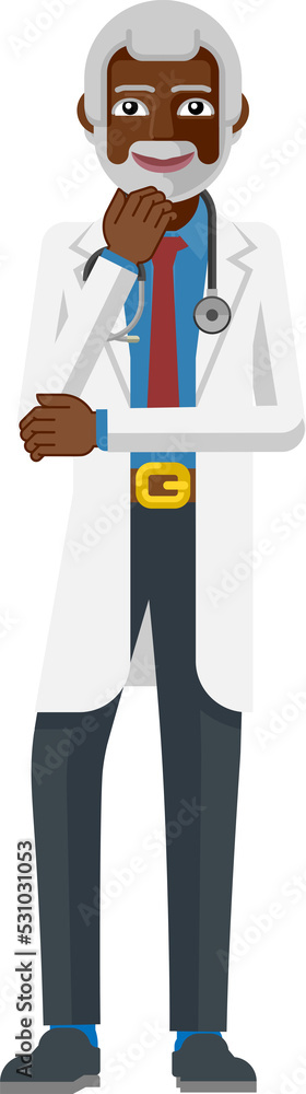 Mature Medical Doctor Cartoon Mascot
