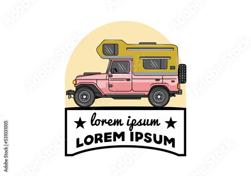 Big overland car illustration badge design