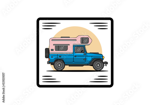 Big overland car illustration badge design